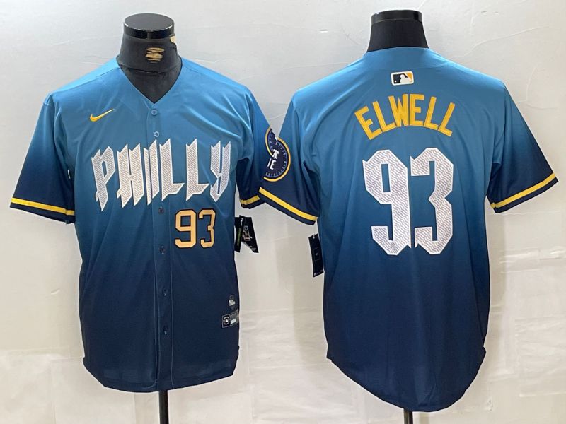 Men Philadelphia Phillies 93 Elwell Blue City Edition 2024 Nike MLB Jersey style 1